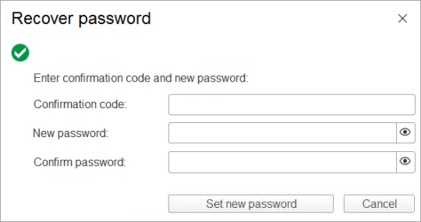 Fig. 51. Entering a confirmation code and a new password